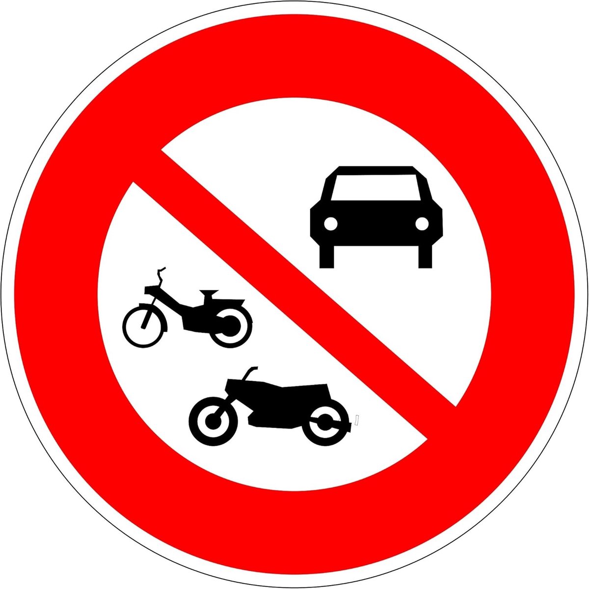 Waterdichte vinylstickers 200 mm - Geen toegang voor alle motorvoertuigen - Duurzaam en kleurrijk - ShopVlot