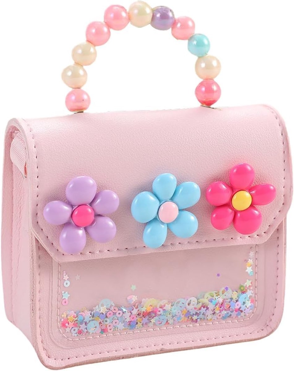 Handtas voor meisjes - bloemenparels - schoudertas prinses - ideaal voor verjaardagen - ShopVlot
