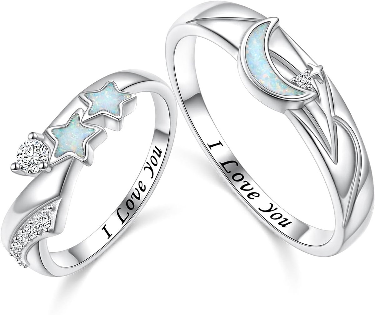 Belofte ringen - sterling zilver - maan en ster - perfect als Valentijnsdag cadeau - ShopVlot