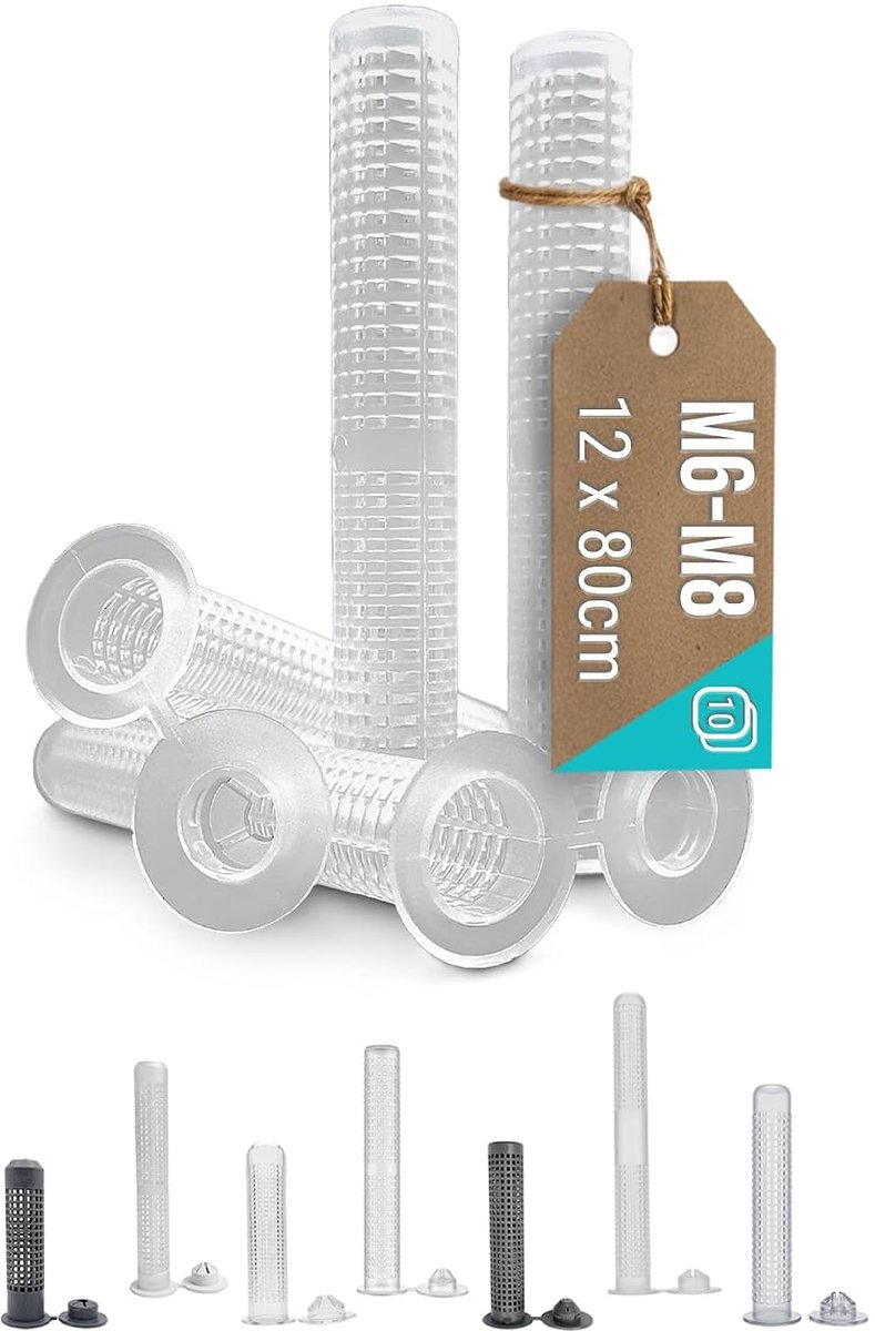 Verbindingankers 12x80 mm - Kunststof ankerhuls - Duurzaam en stevig - Ideaal voor beton en metselwerk - ShopVlot