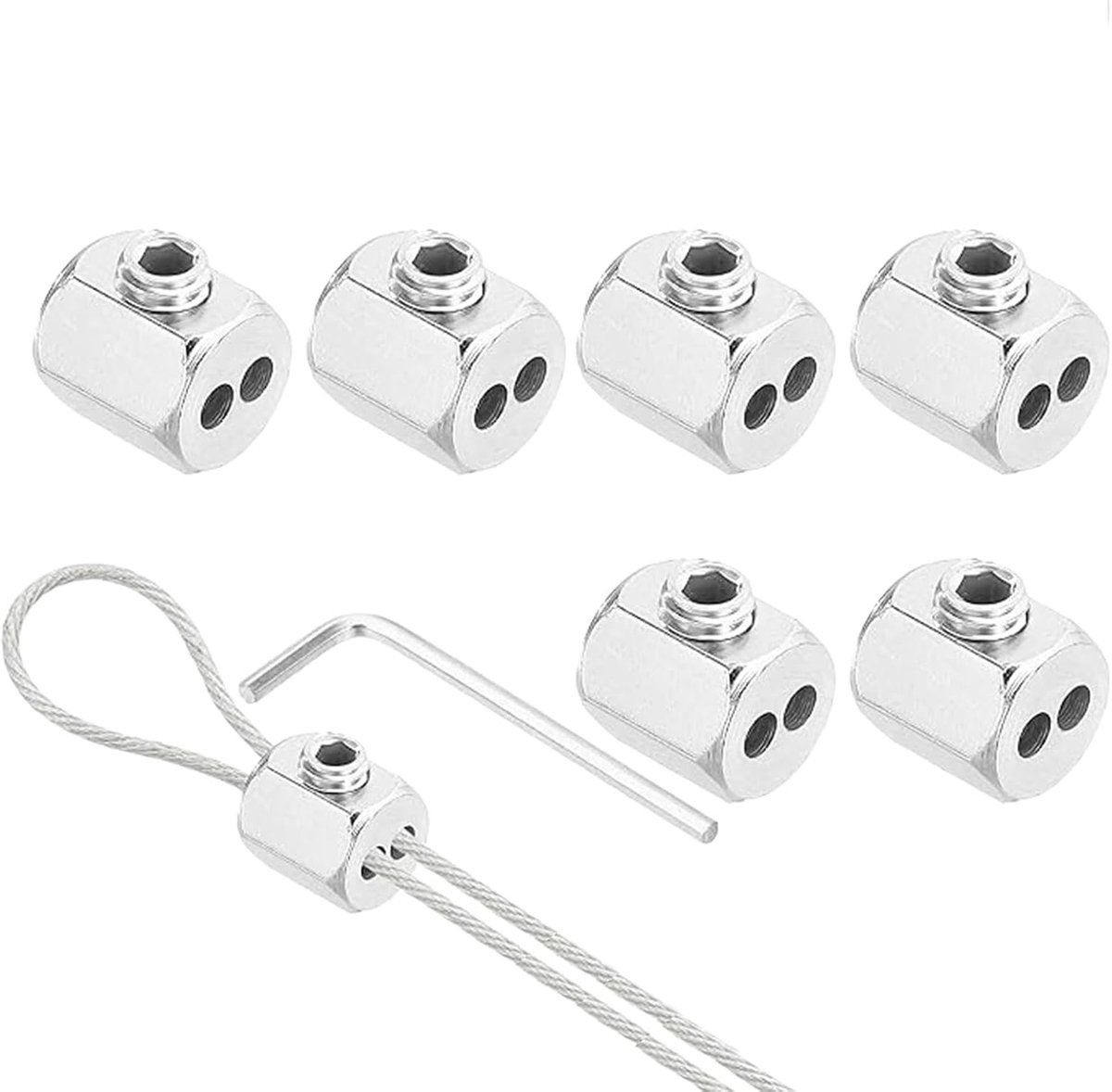 Kabelklemmen 6 stuks - roestvrij staal 304 - schroefklem met gat - ideaal voor draadkabels - ShopVlot