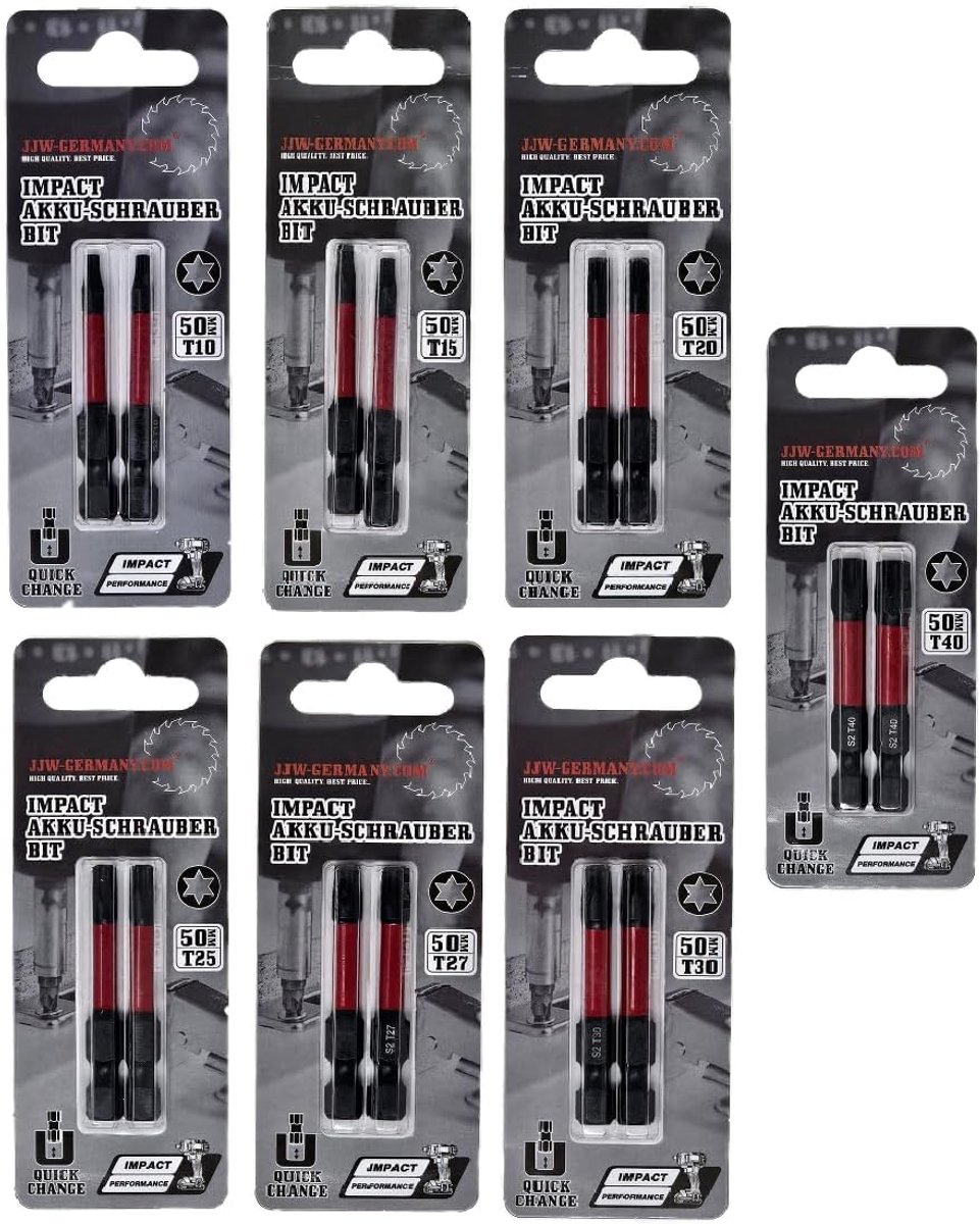 Accuschroefbitset 14-delig - T10/T15/T20/T25/T27/T30/T40 x 50 mm - speciaal met torsiezone - tot 10x levensduur - ShopVlot