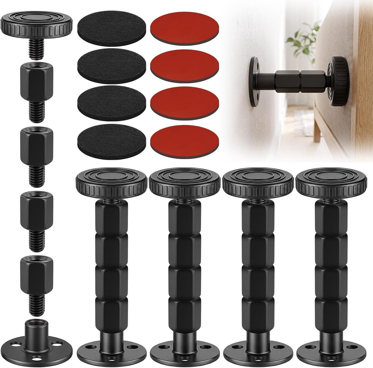 Wandafstandhouders 27-120 cm - zelfklevend met anti-shake - trillingsdemping voor bedden en meubels - ShopVlot