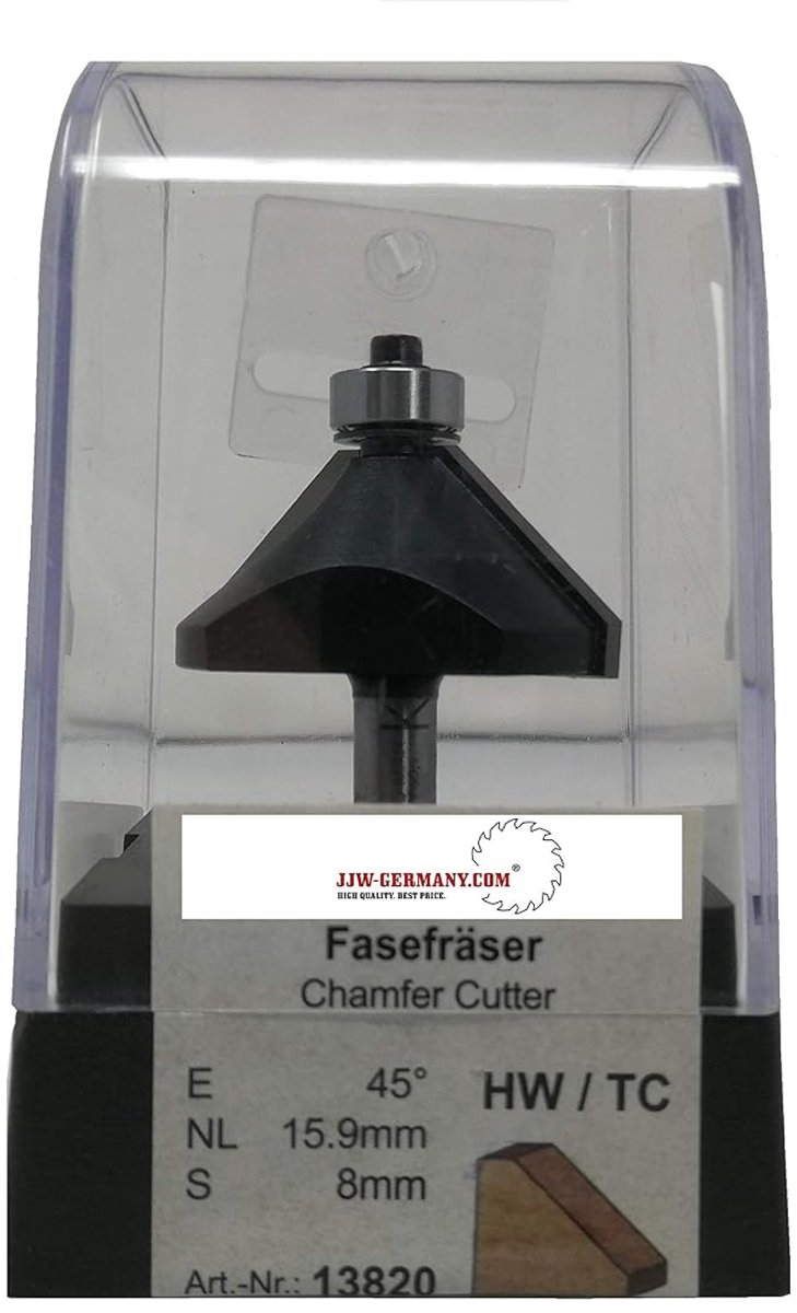Freesbit HW HM schuin Z=2 D=44.5 mm - 15.9 mm werklengte - 8 mm schacht - geschikt voor hand- en CNC-frezen - ShopVlot