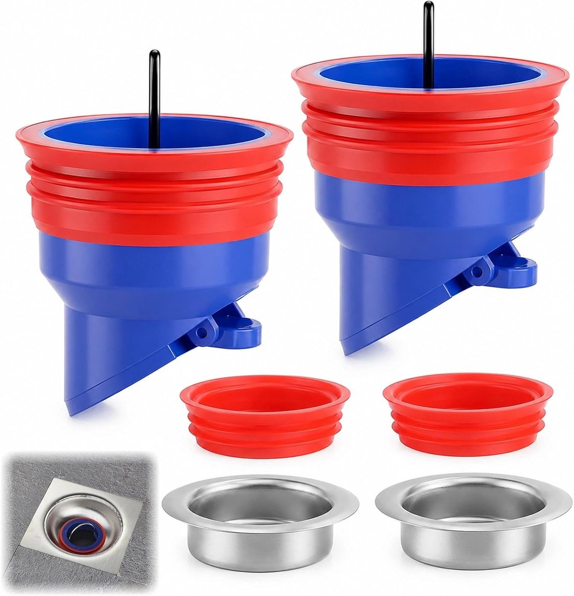 Geurstop douche 2 stuks - verstelbare afvoerkern - robuust PVC - voorkomt ongewenste geuren - ShopVlot