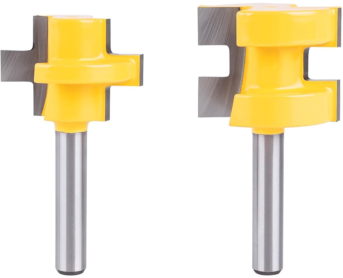 Groeffreesset 6,3 mm schacht - vierkant profiel - 2 stuks - ideaal voor kastdeuren - ShopVlot
