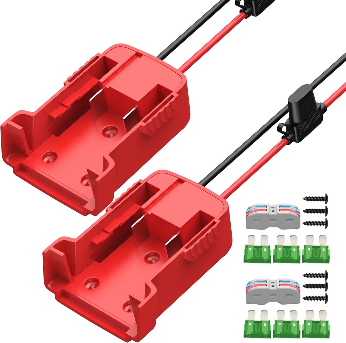 Power-Wheel-batterijadapter set van 2 - 18 V converterkit - inclusief kabels en zekeringen - ShopVlot