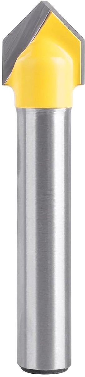 V-groeffrees 90 graden - 1/4 inch schacht - hardmetaal - ideaal voor houtsnijwerk - ShopVlot