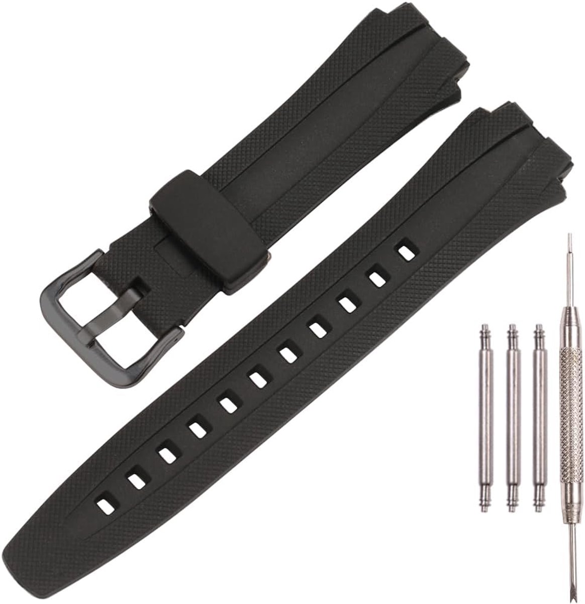 Horlogeband vervangband - kunststof - voor Casio AQ-163W AQ-160 AQ-161 - verbeterde pasvorm - ShopVlot