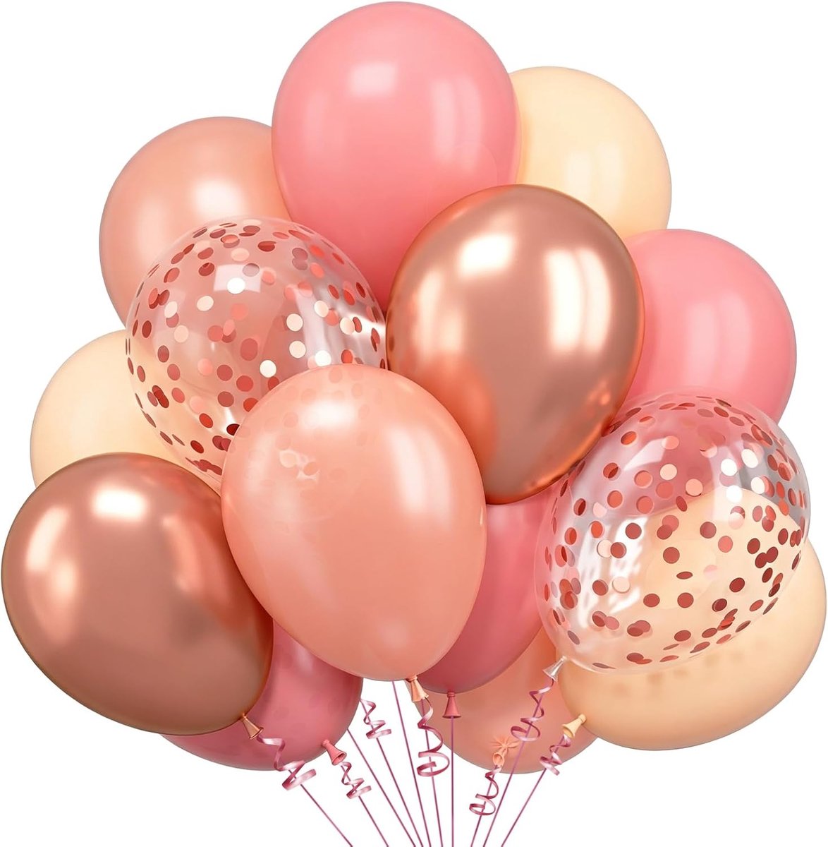 Ballonnen 31 x - roségoud - met glitter - feestelijke decoratie - ShopVlot