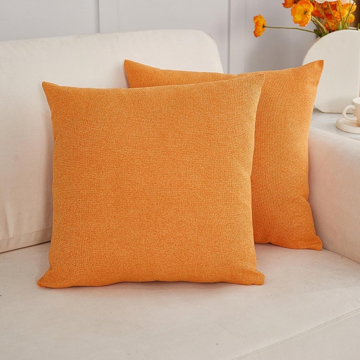 Decoratieve Kussenhoezen Set van 2 - Linnen 45 x 45 cm - Met onzichtbare rits - Perfect voor de woonkamer - ShopVlot
