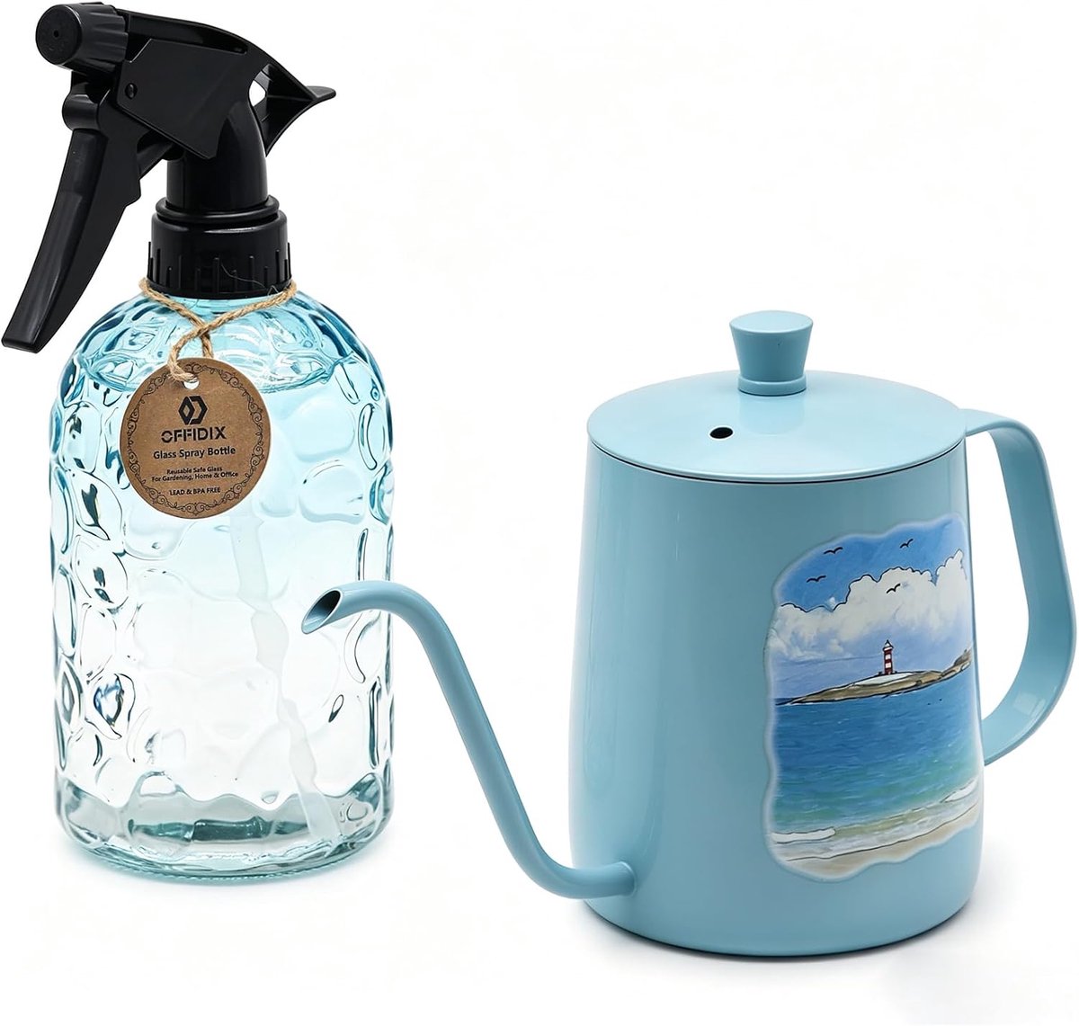 Spuitfles 2 Pack - Blauw - Hoogwaardig glas en roestvrij staal - Nauwkeurige waterafgifte - ShopVlot