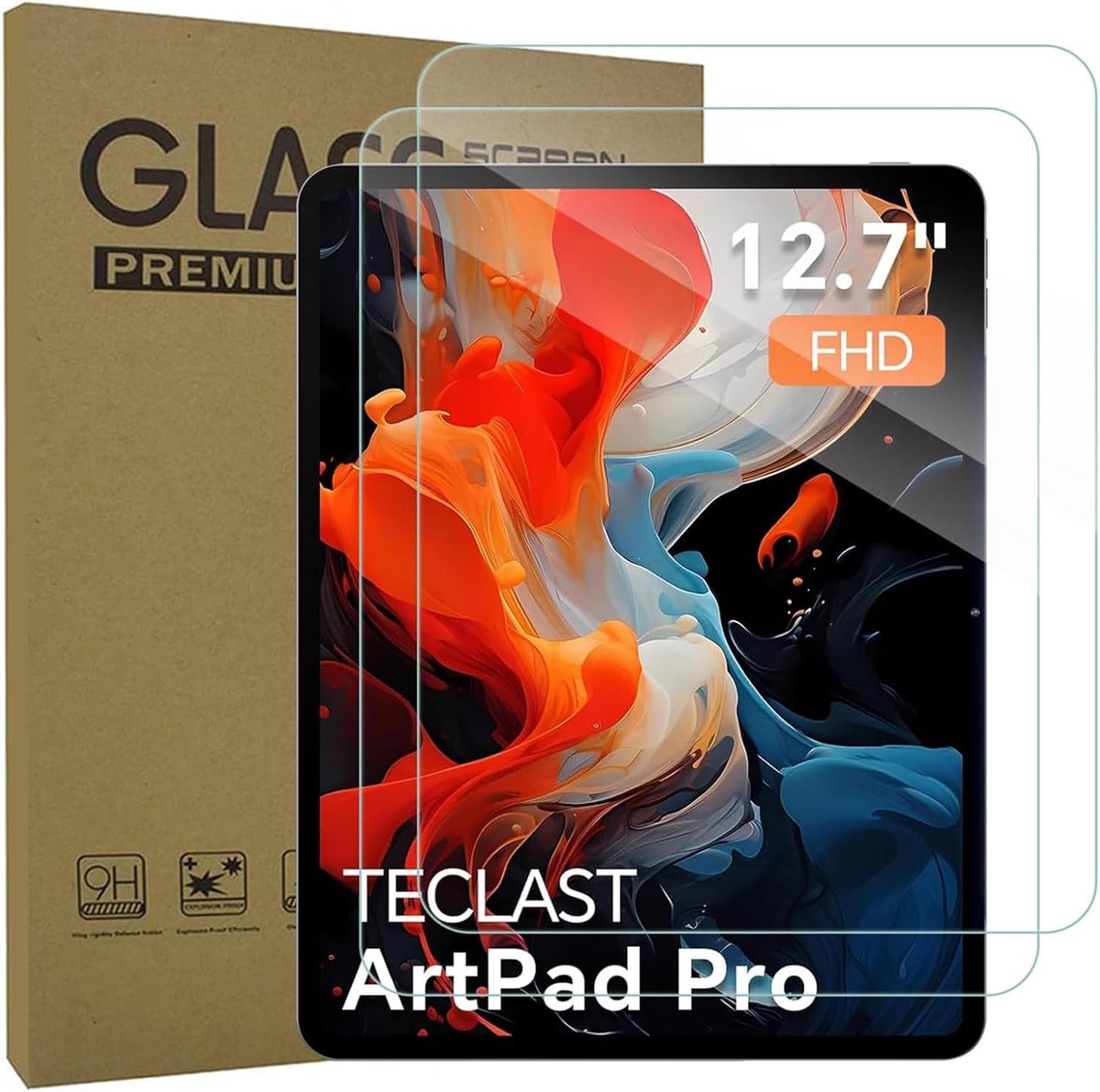 Tempered glass film beschermfolie 12.7 inch - Pack van 2 - Hoogwaardige bescherming - Schokbestendig - ShopVlot