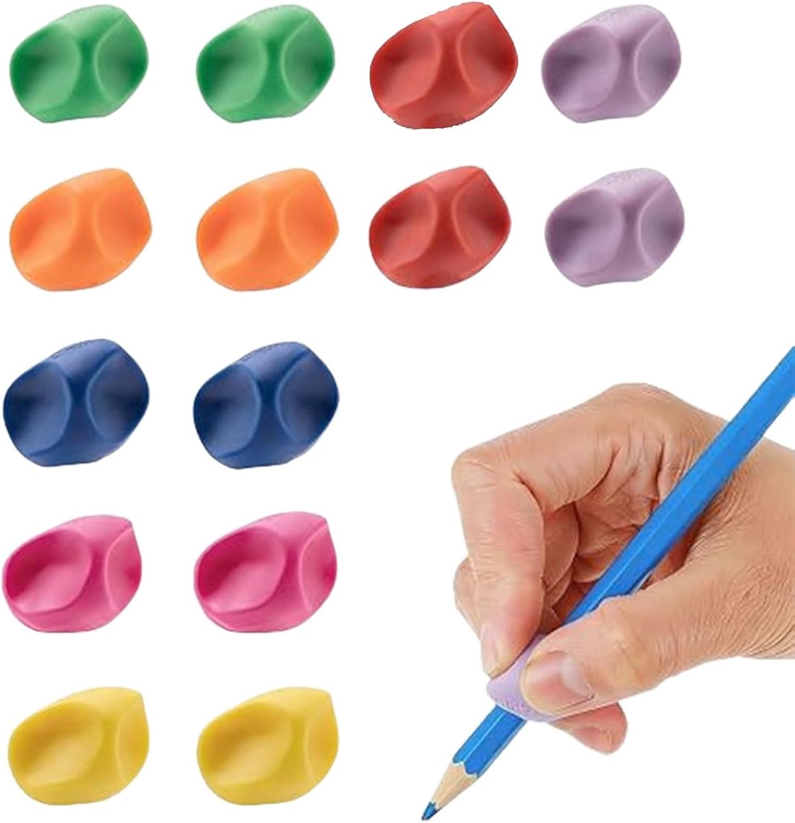 Set van 14 handgrepen voor potloden - ergonomisch siliconen - vingergeleider voor kinderen - verbeterde schrijfhouding - ShopVlot