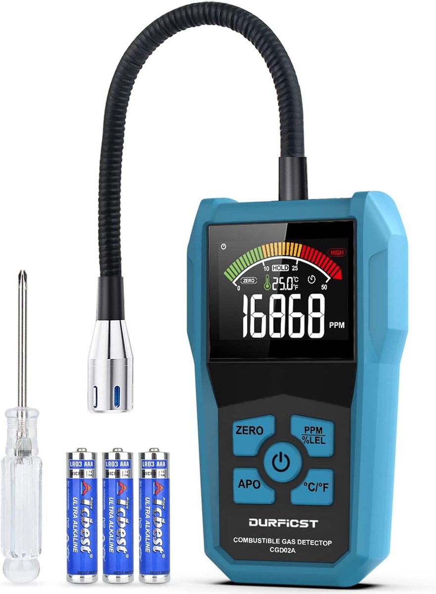 Gaslekdetector - Hoge gevoeligheid - Flexibele metalen slang - Voor veilig gebruik in huis - ShopVlot
