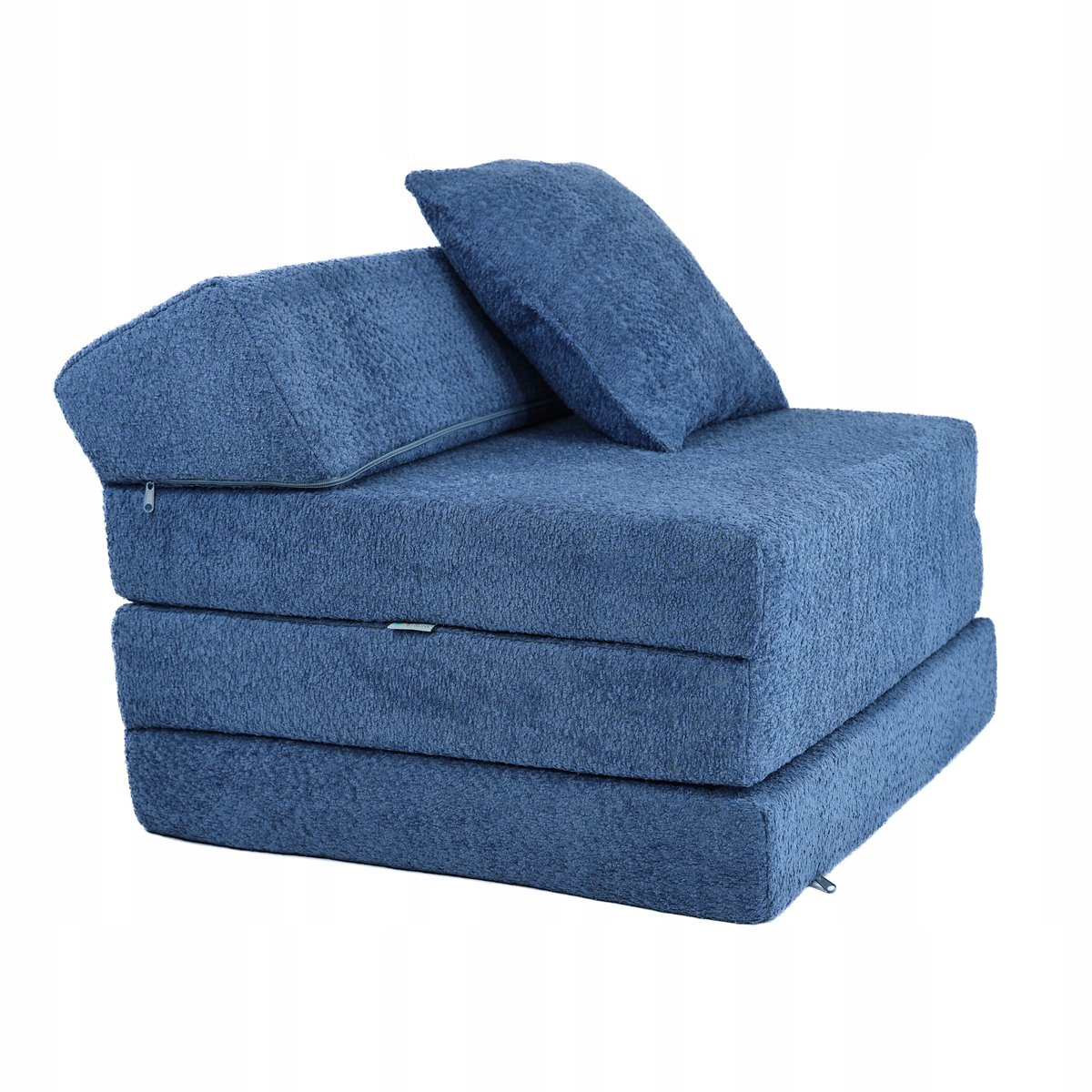 Markless Opvouwbaar Reismatras Bouclé Blauw met Kussen