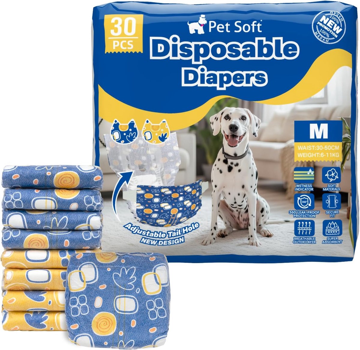 Hondend diapers M - Wegwerp - Zacht materiaal - Ideaal voor zindelijkheidstraining - ShopVlot
