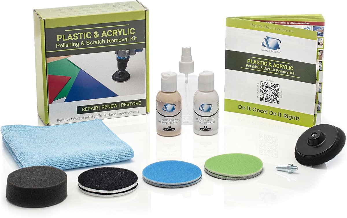 Polijstset voor glas - Plastic en acryl - Krassen en imperfecties verwijderen - Eenvoudig in gebruik - ShopVlot