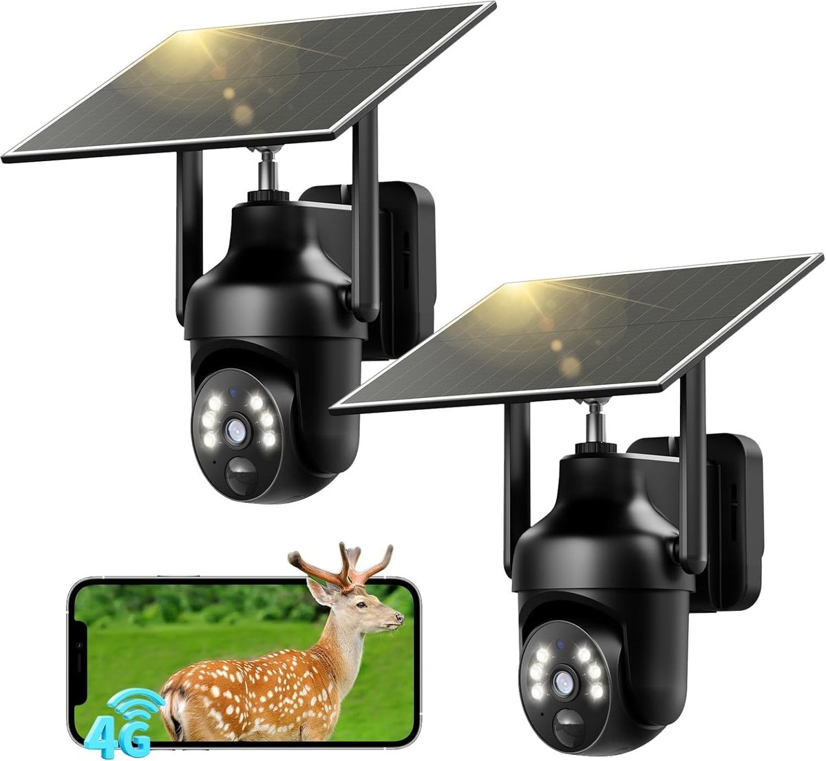 Bewakingscamera buiten 4G LTE - Zonne-energie - 2K HD PTZ - Draadloos zonder wifi - ShopVlot