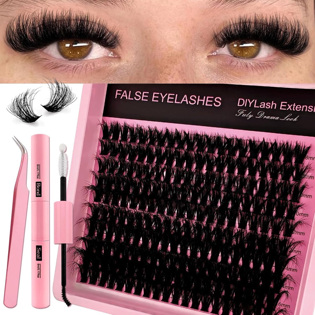Wimperextensions 200 stuks - Fluffy cluster wimpers - D krul - Volle en natuurlijke uitstraling - ShopVlot