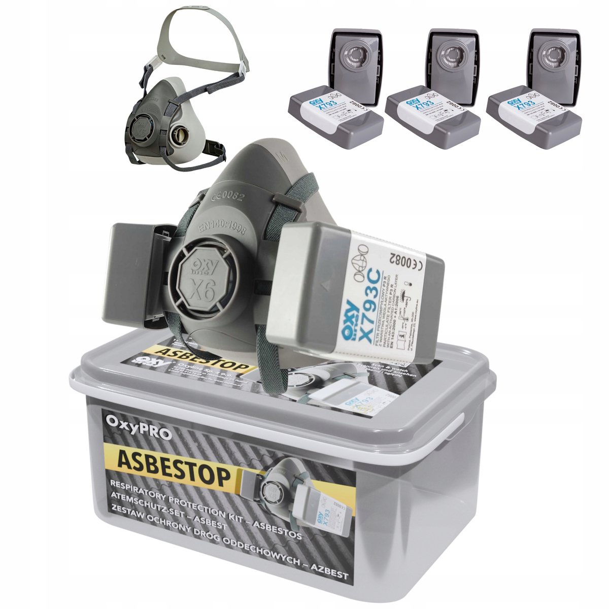 Merkloos Beschermende Halfmasker Set P3 Stofmasker voor Asbestwerk