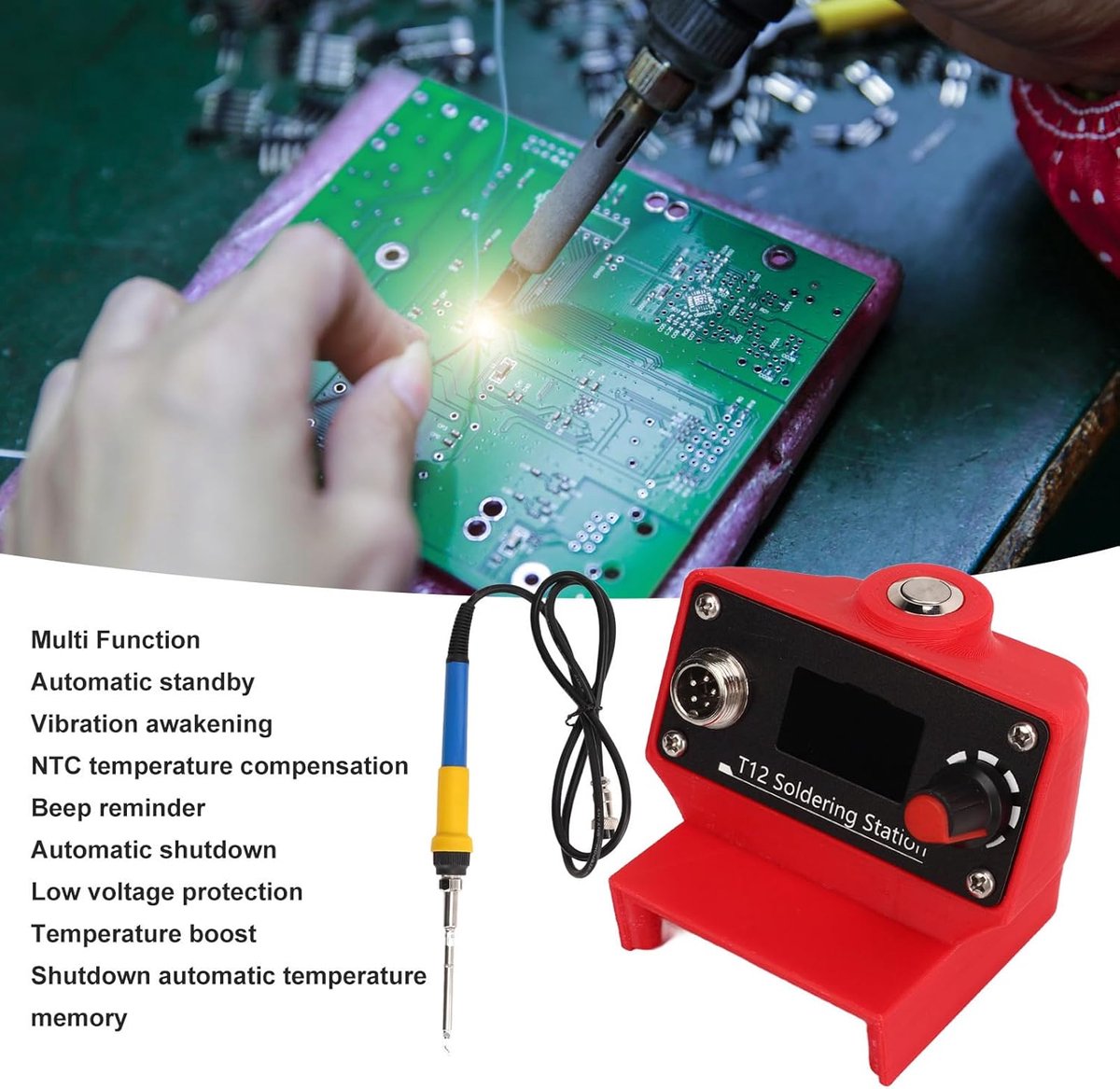 Soldeerstation - Soldeerbout set - Elektronica repareren - Draadloze bescherming - 18 Volt - Zwart