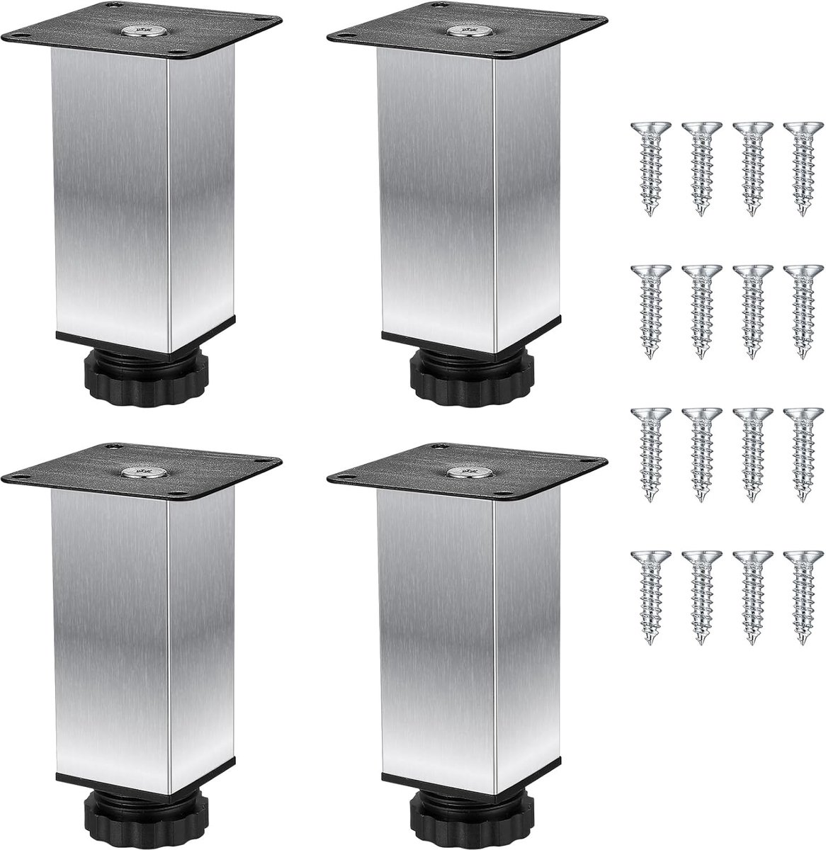 Meubelpoten 100mm - RVS verstelbaar - Sterke belasting - Perfect voor tafel en kast - ShopVlot