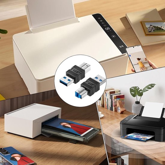 USB B Adapter - Converter Kabel - Apparaten Verbinden - Hoge Snelheid 5Gbps - 6.6 x 3.3 cm - Zwart — afbeelding 2