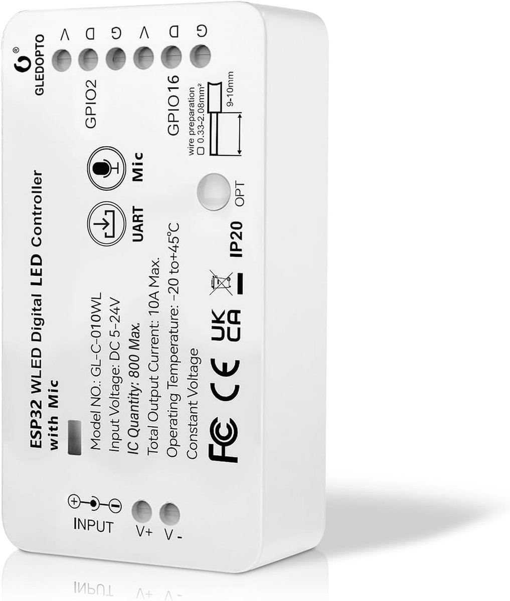 WLED controller voor digitale stripverlichting - Wi-Fi bediening - MIC functie - eenvoudig te installeren - ShopVlot