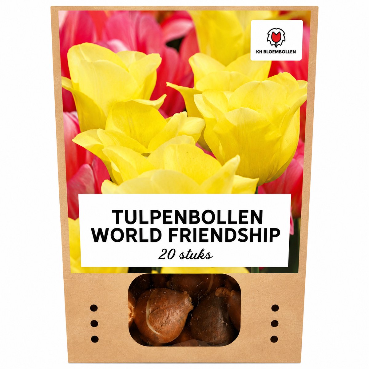 Tulpenbollen World Friendship – 20 Stuks | KH Bloembollen® | Lichtgele Tulp – Zacht, Vriendelijk & Elegant – Voor Tuin of Pot – Maat 11/12 – Vers van de Teler