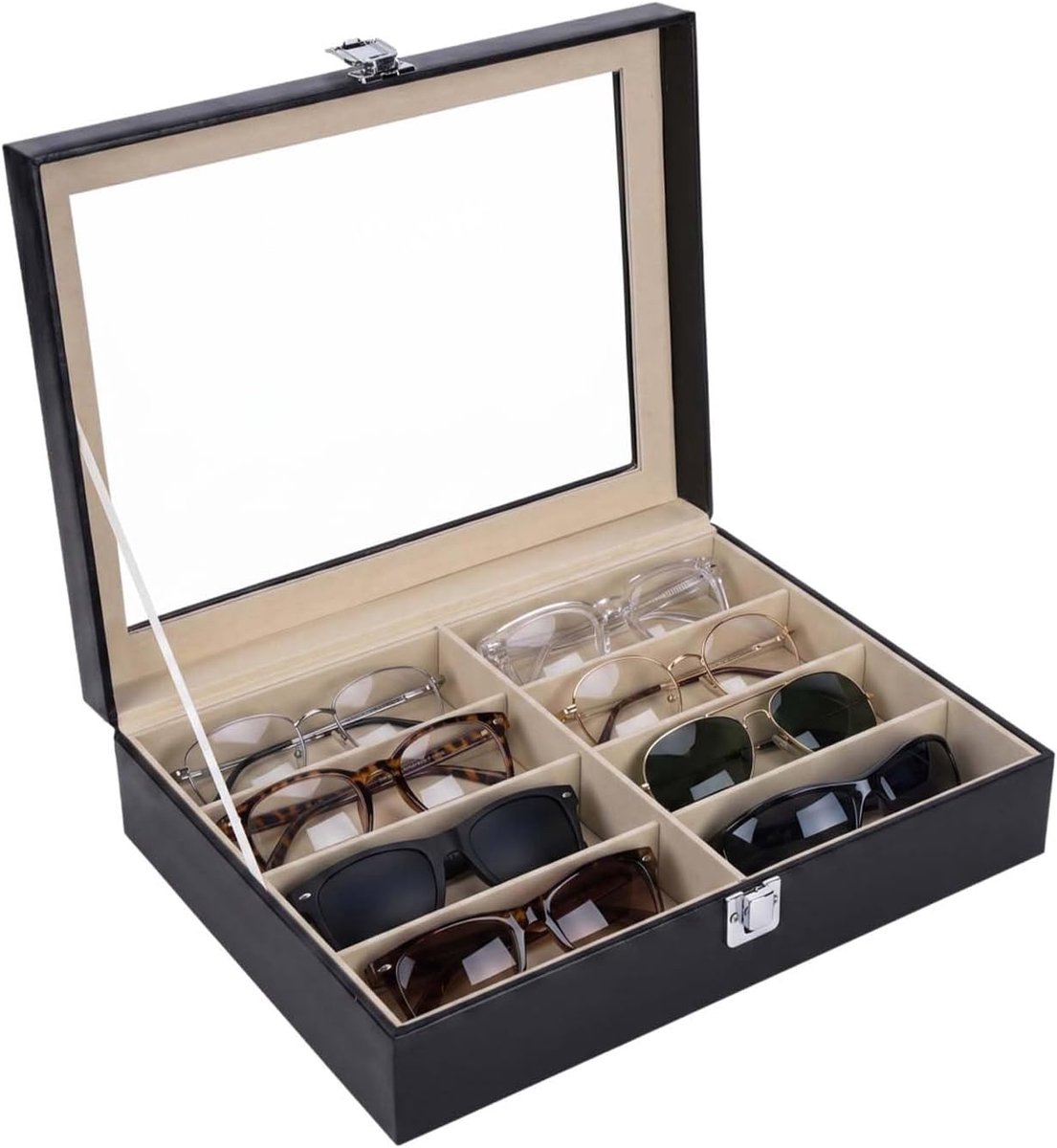Zonnebrillen organizer voor 8 brillen - stijlvolle opbergdoos - multifunctioneel - ideaal voor brillen en sieraden - ShopVlot