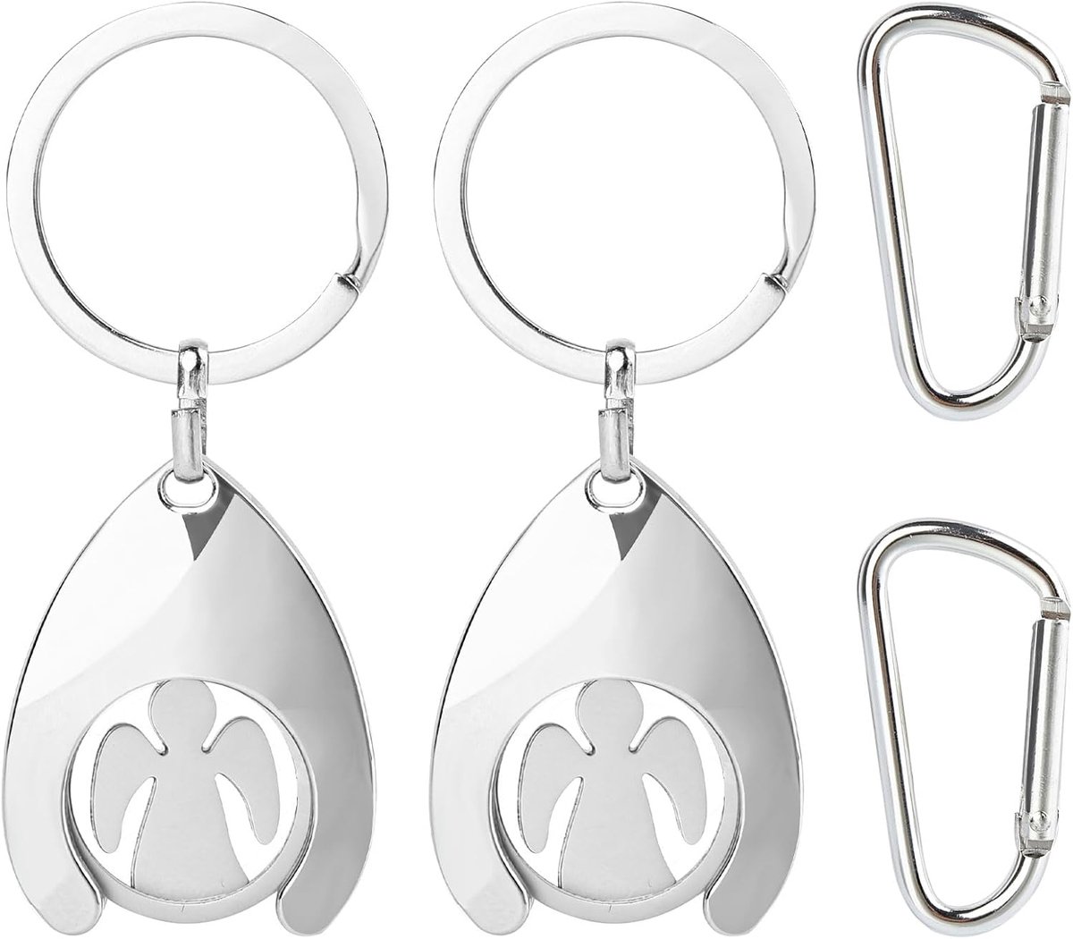 Winkelwagentje Munt met Afneembare Munt - 2 Stuks Metaal - Beschermengel Sleutelhanger - Handig voor Winkelwagentjes - ShopVlot