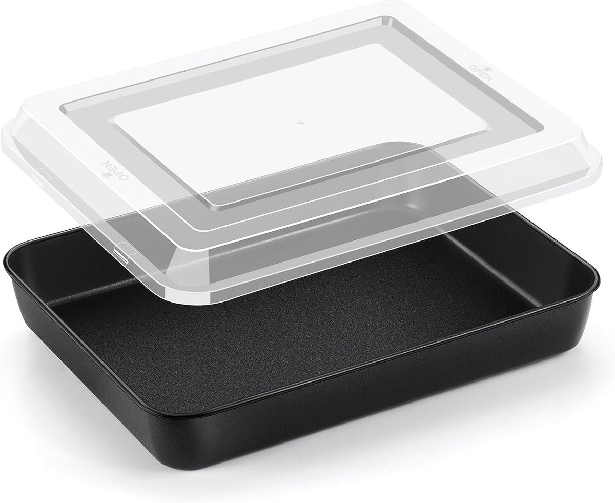 Bakvorm met deksel 31,8 x 24,7 cm - roestvrij staal - antiaanbaklaag - ideaal voor cake en lasagne - ShopVlot