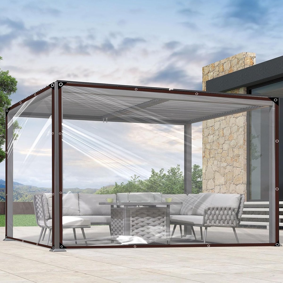 Tarpaulin 3 x 5 m - Transparant - Waterdicht - Bescherming voor tuinmeubelen - ShopVlot