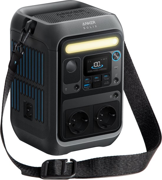Anker SOLIX C300X Draagbaar Powerstation - 288Wh LiFePO4 - accu - 300W - Camping - Tot 600W piekvermogen - 140W bidirectioneel snelladen - voor buitenavonturen - reizen en noodgevallen (zonnepaneel optioneel)