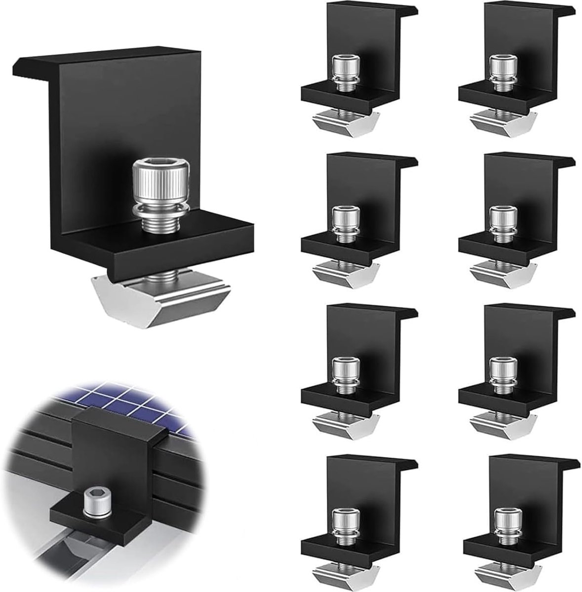 8pcs Solar Panel Clamps, 30mm Aluminum PV Module End Clamps, Z Holder Mount Solar Panel Holder for Solar Panel - SnelShoppen