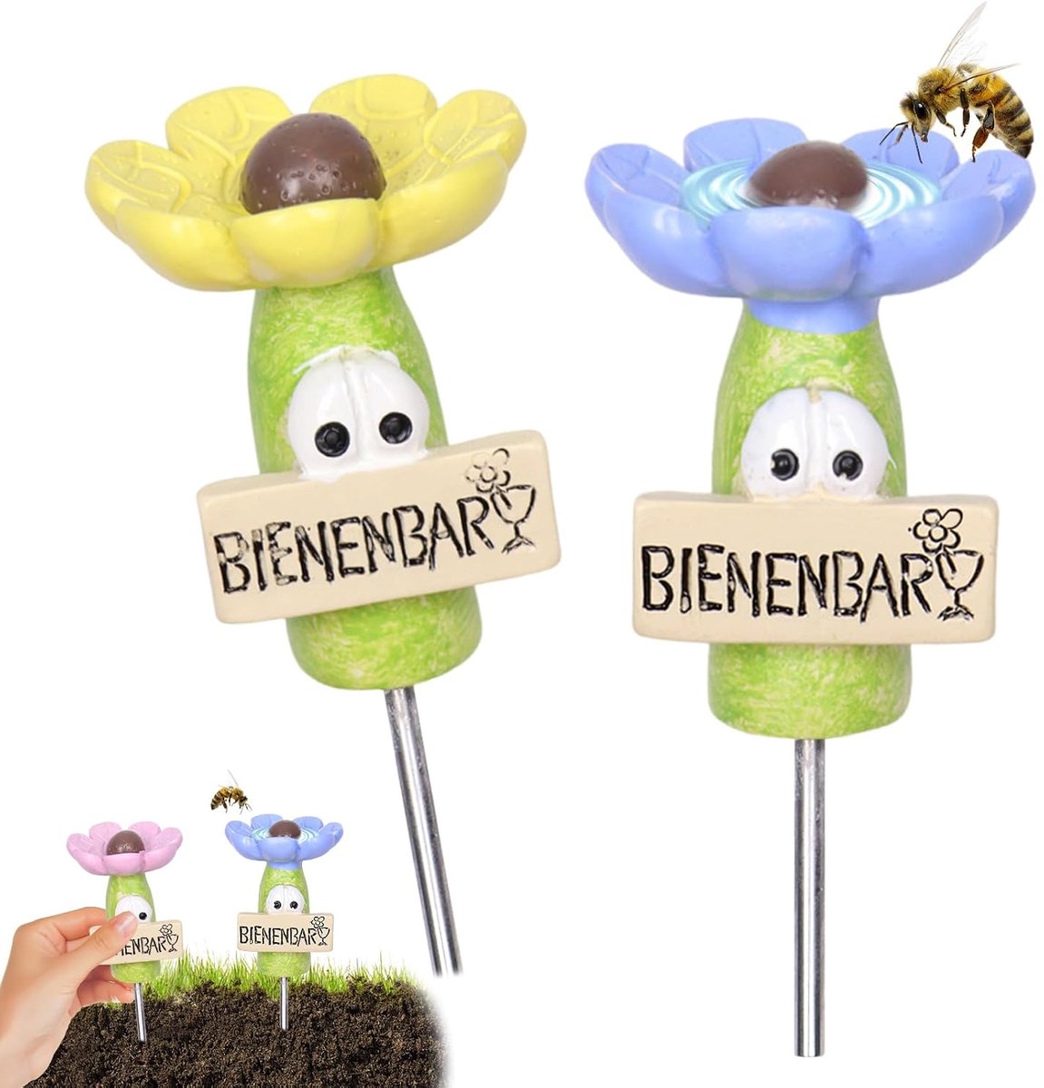 Bijentrog 2 Stuks - Keramisch - Bloemmotief - Veilig drinkpunt voor insecten - ShopVlot