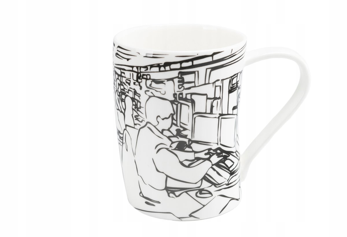 Merkloos Mok voor Koffie en Thee - Wit met Zwart Design, 460ml