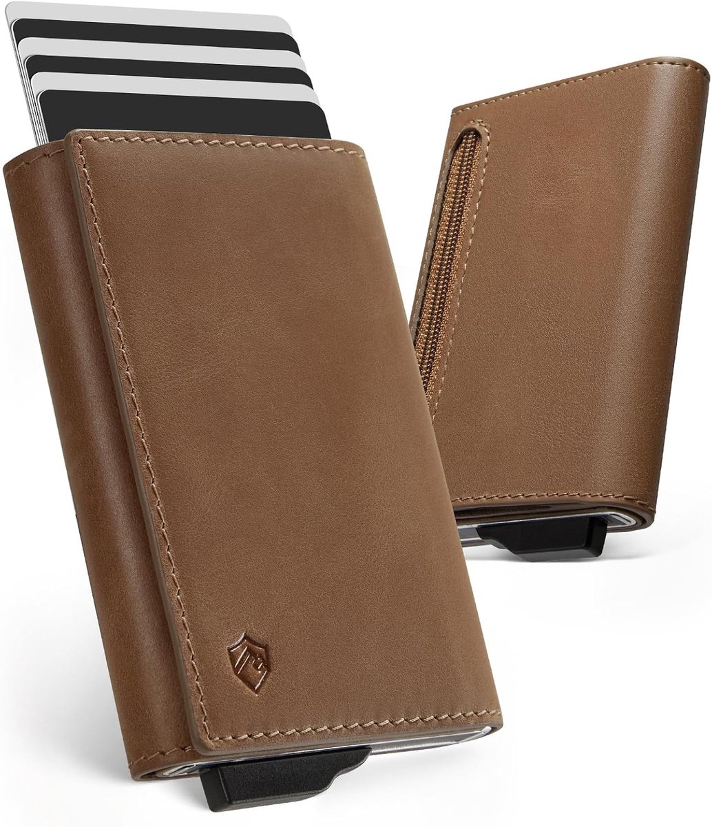 Portemonnee voor heren - slim ontwerp - echt leer - RFID-bescherming en magneetsluiting - ShopVlot