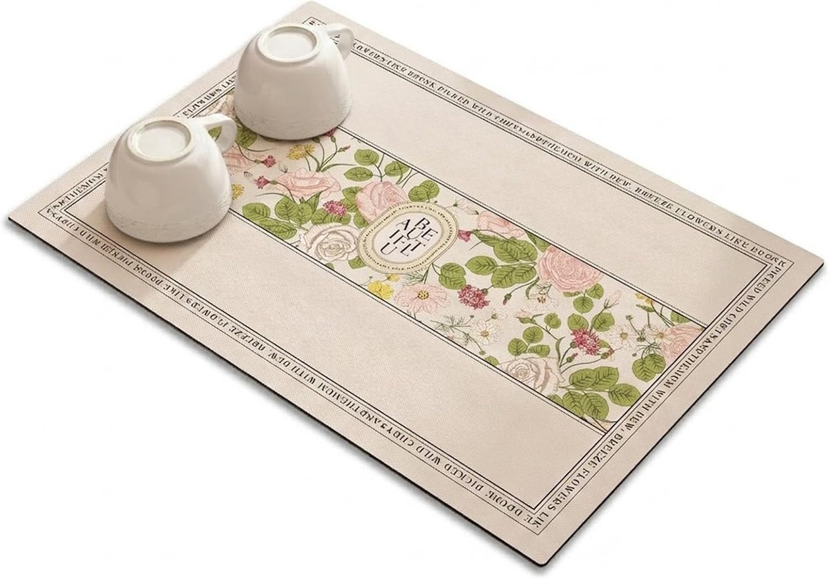 Afdruipmat 30 x 40 cm - absorberend - design Warm Spring Garden - snel drogen - SnelShoppen