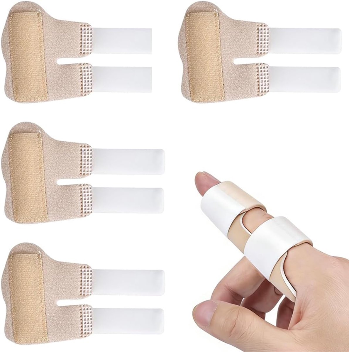 Vingerbraces 4 Stuks - Verstelbare Duimspalk - Beigeig - Ondersteunt herstel van vingerblessures - SnelShoppen