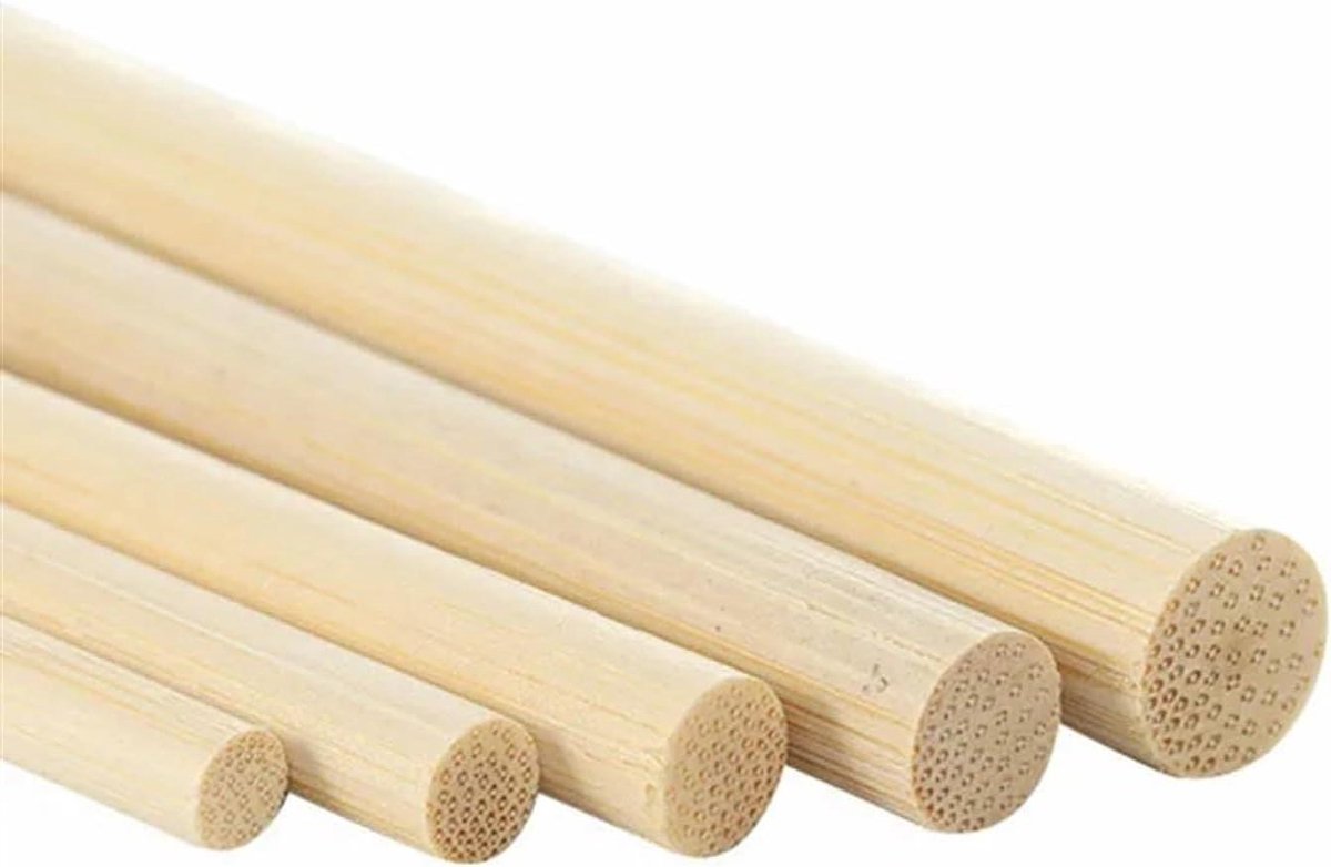 Houten Stokjes - Ronde Houten Spiesjes - Knutselen en Eten - Handgemaakt Natuurhout - 3mm x 40cm 40 stuks