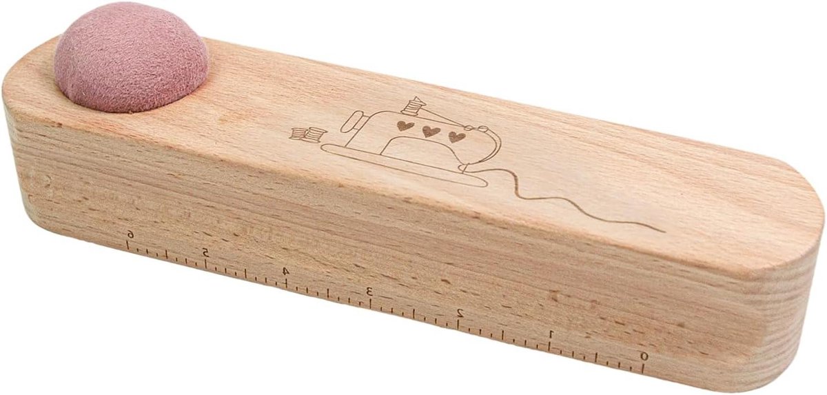 Houten klepel naaigereedschap - Quilt pers - Naden plat drukken - Ingebouwd speldenkussen - 24 x 6 x 4 cm