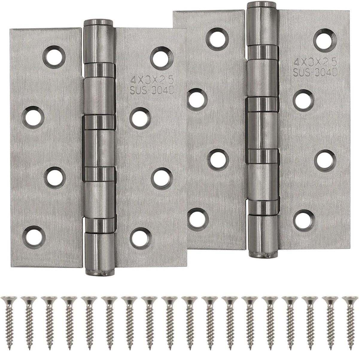 Deurscharnieren 100 x 76 mm - RVS - 8-holes met kogellagers - Ideaal voor stevige deuren - SnelShoppen