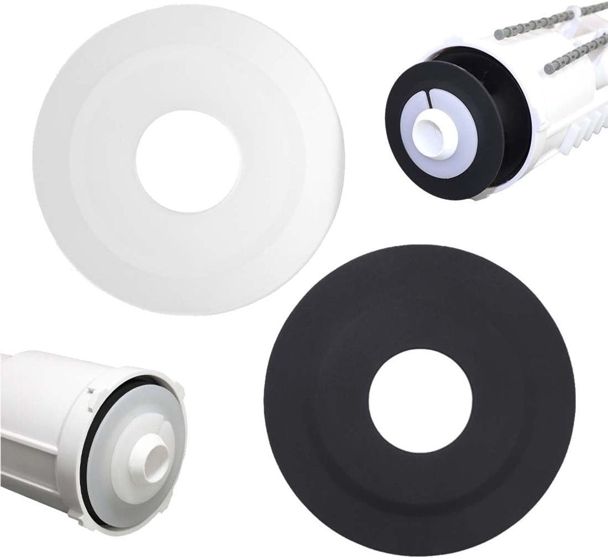 Siliconen afdichtringen Ø72mm - zwart/wit - set van 2 - voor Siamp Skipper 45 en Storm 33A WC klepkleppen - SnelShoppen