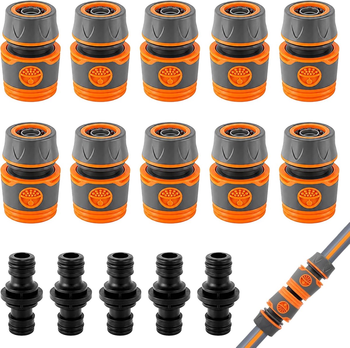 Slangverbindingen 1/2 inch 15 stuks - sterke koppeling - antislip grip - perfect voor tuinslangverlenging - SnelShoppen