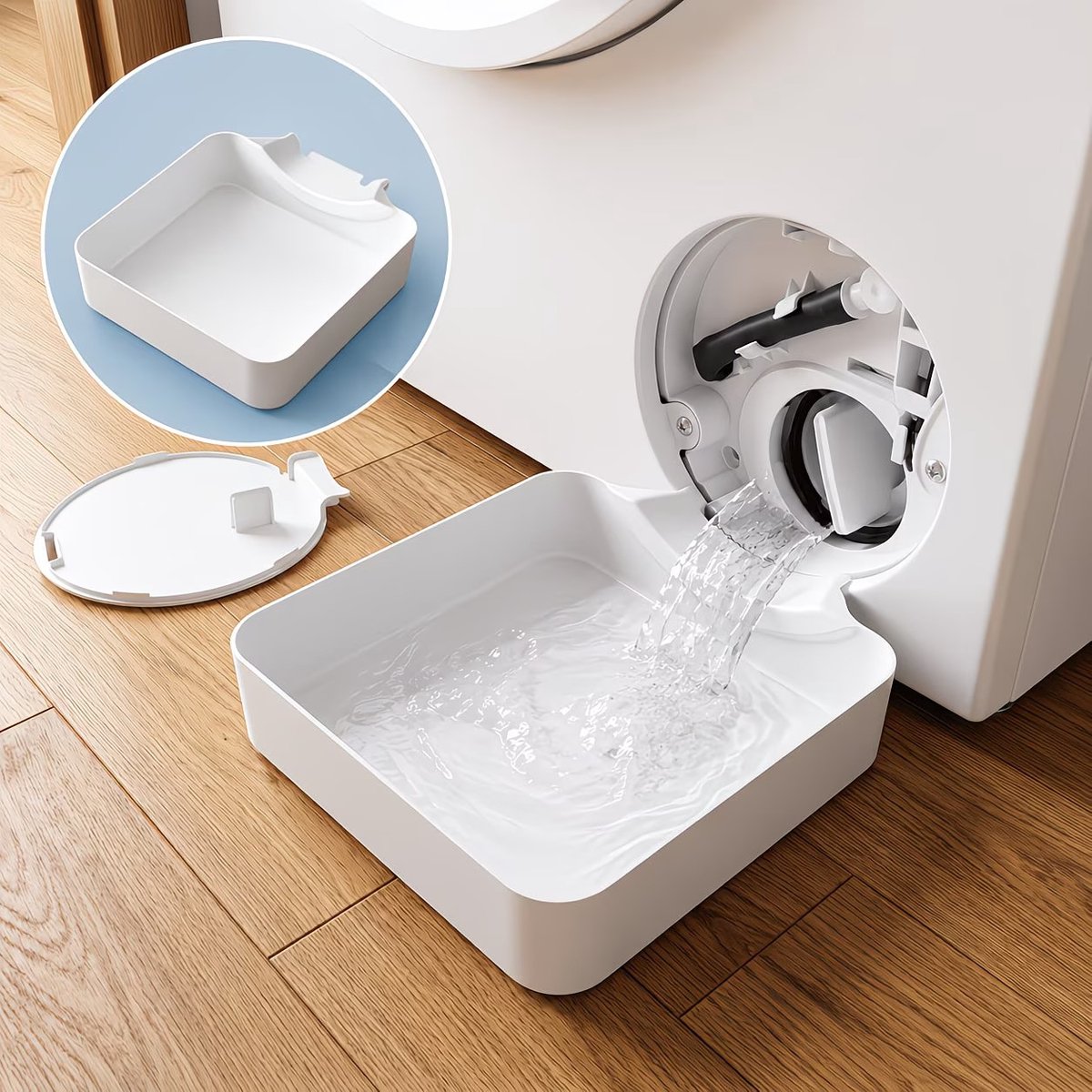 Lekbak wasmachine - 16.5 ×17,5cm - Lekbak voor Wasmachine en Vaatwasser - Opvangbak - universele wasmachine lekbak - Wasmachine opvangbak - afvoerbak - wateropvangbak voor kelder, woning, camper - wit