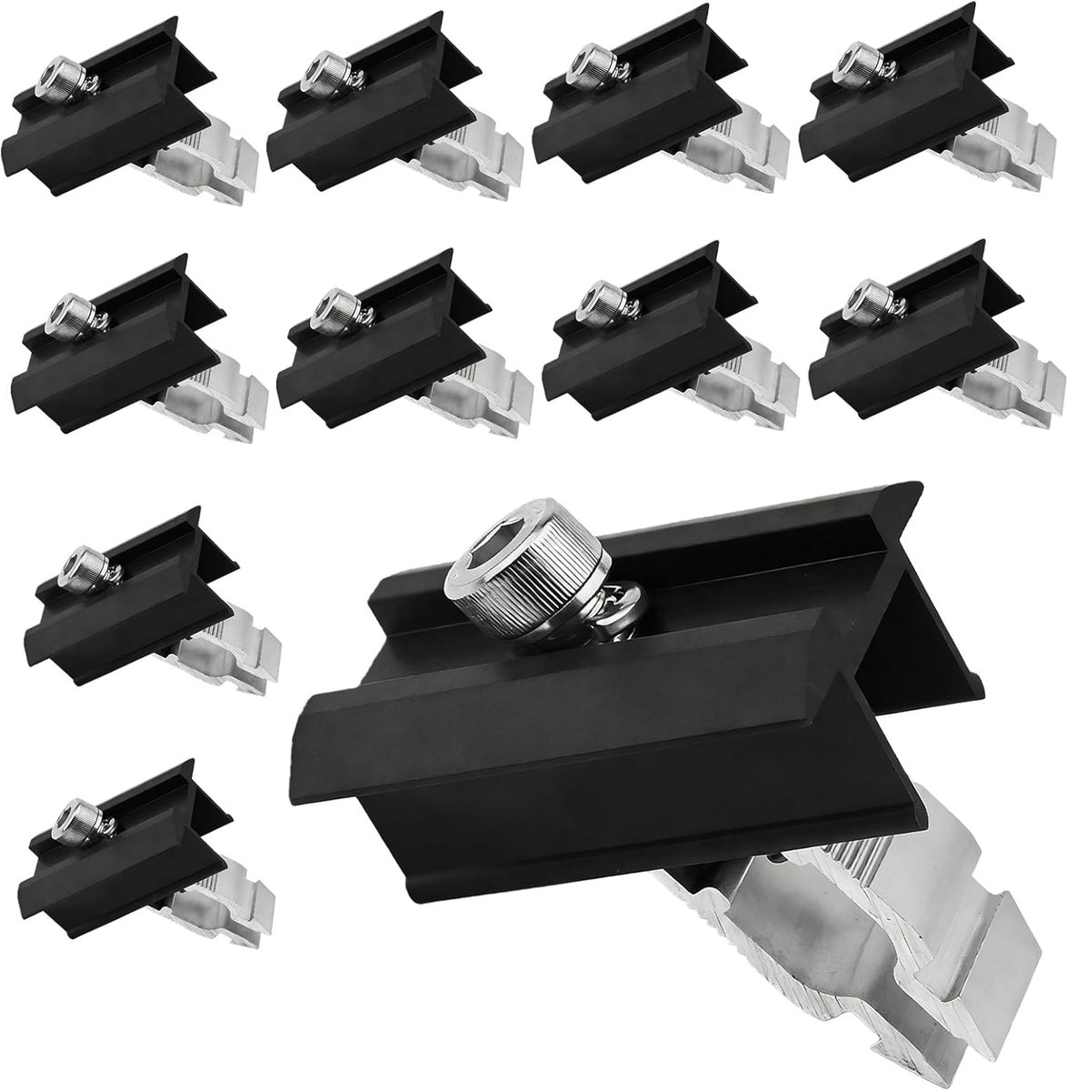 Zonnepaneel klemmen set van 10 - Medium aluminium - Corrosiebestendig - Voor veilige montage - SnelShoppen