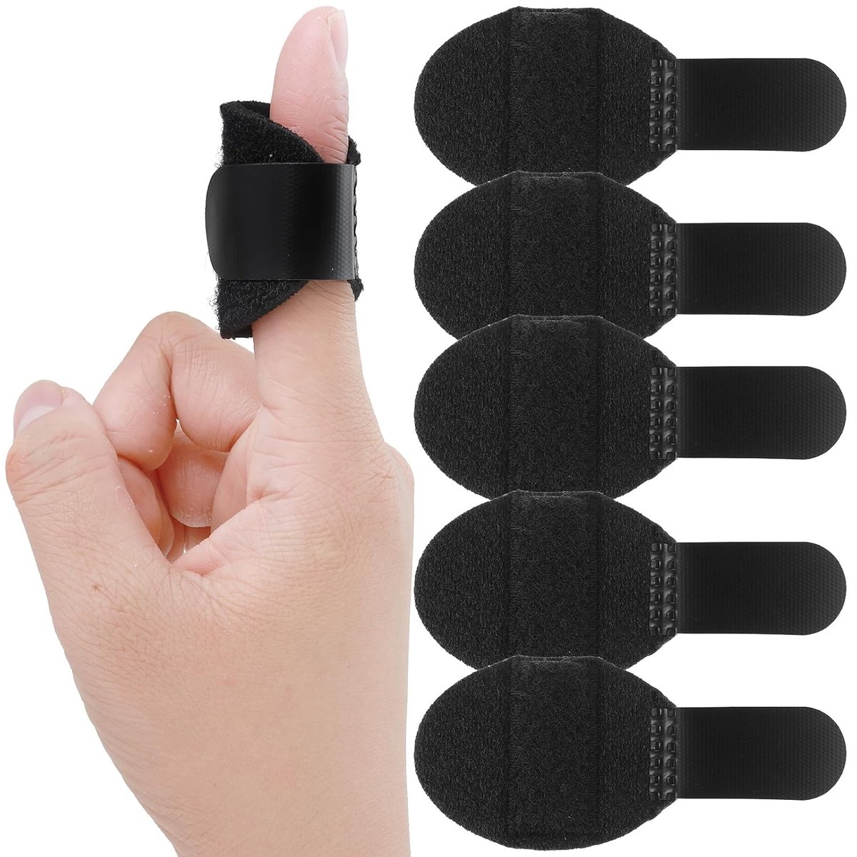 5-delige triggerfingerclipset, vingersteunbeugel en vingerstabilisatorset, geschikt voor correctie van duim-/middelvinger-/ringvinger-/wijsvinger-/pinkfracturen en artritis, zwart