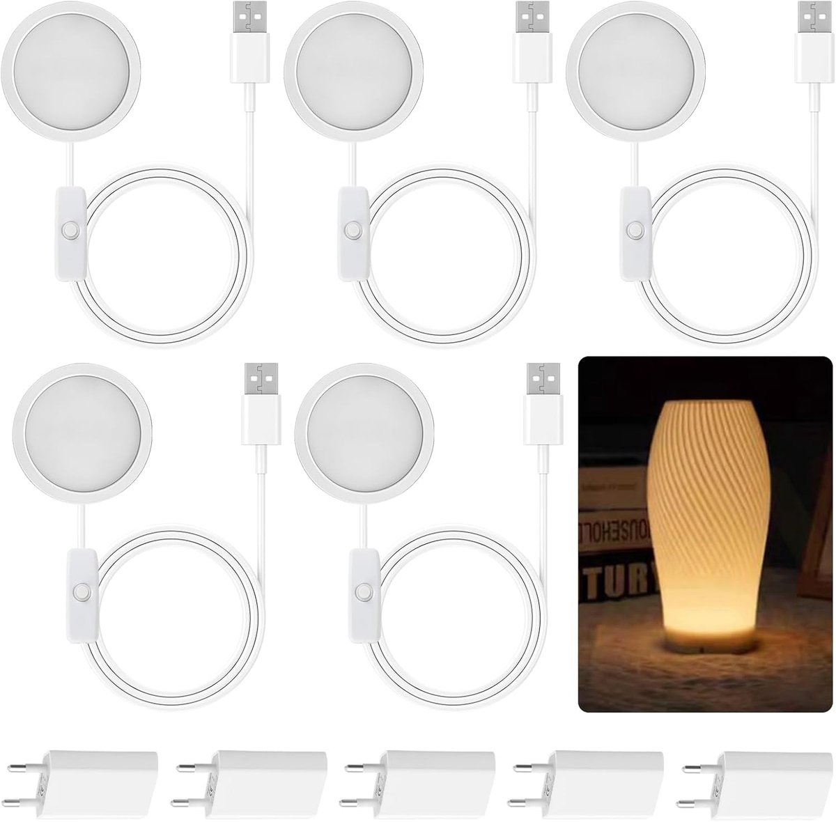 3D-printer ledlamp 5 stuks - driekleurig - traploos dimmen - ideaal voor nachtlampje - SnelShoppen